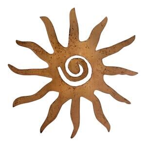 Metal Sun wall hanging decor hippie southwest gold yellow western rustic unique